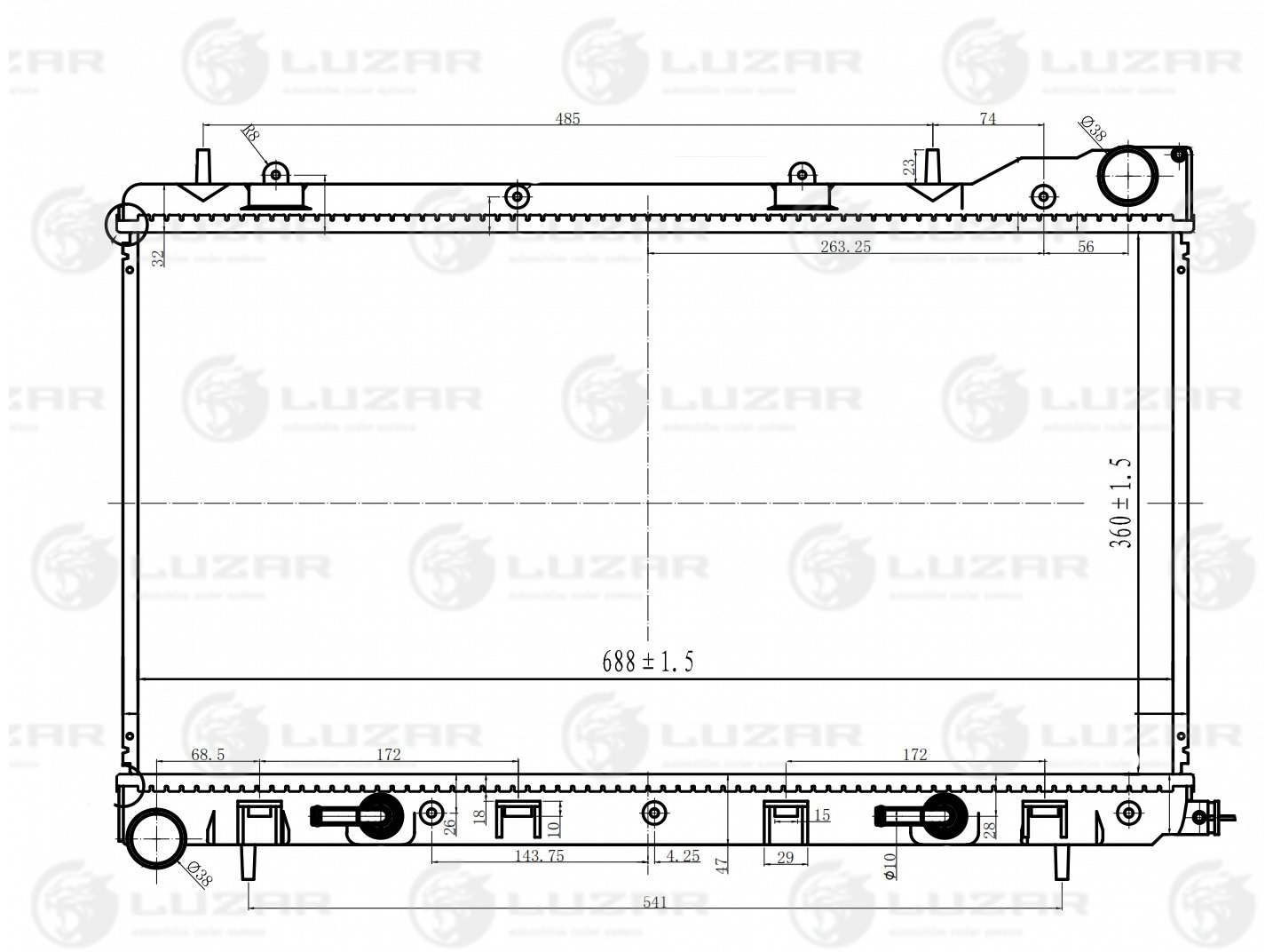 Радиатор охл. для ам Subaru Forester S11 (02-) без горловины Luzar                LRc 221A0