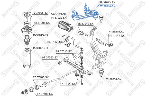 Рычаг независимой подвески колеса, подвеска колеса Stellox                57-37014-SX