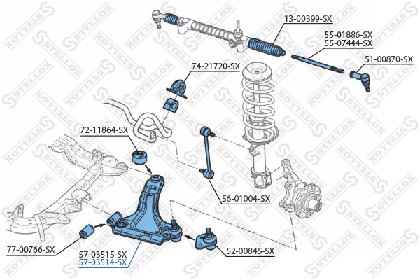 Рычаг независимой подвески колеса, подвеска колеса Stellox                57-03514-SX