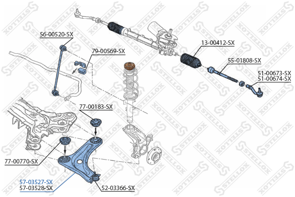 Рычаг независимой подвески колеса, подвеска колеса Stellox                57-03527-SX