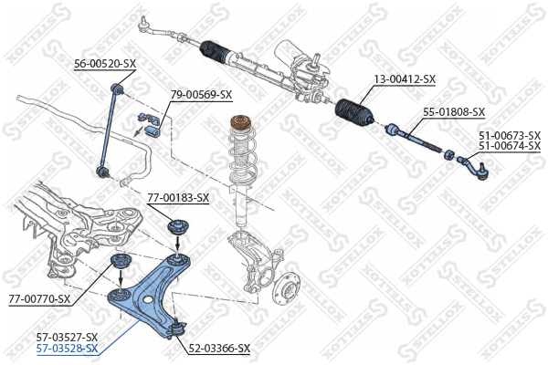 Рычаг независимой подвески колеса, подвеска колеса Stellox                57-03528-SX