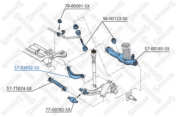 Рычаг независимой подвески колеса, подвеска колеса Stellox                57-03652-SX