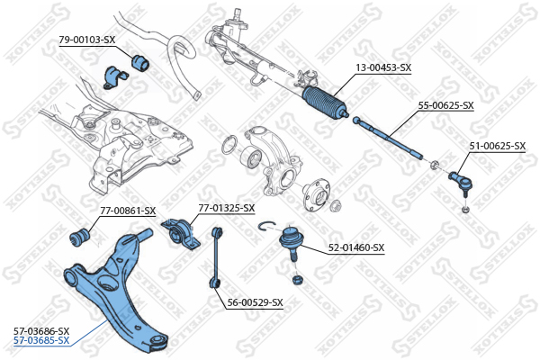 Рычаг независимой подвески колеса, подвеска колеса Stellox                57-03685-SX