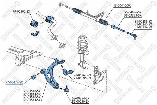 Подвеска, рычаг независимой подвески колеса Stellox                77-00877-SX