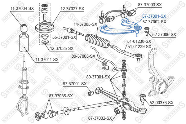 57-37001-sx_рычаг верхний левый! honda civic 87-91 Stellox                5737001SX