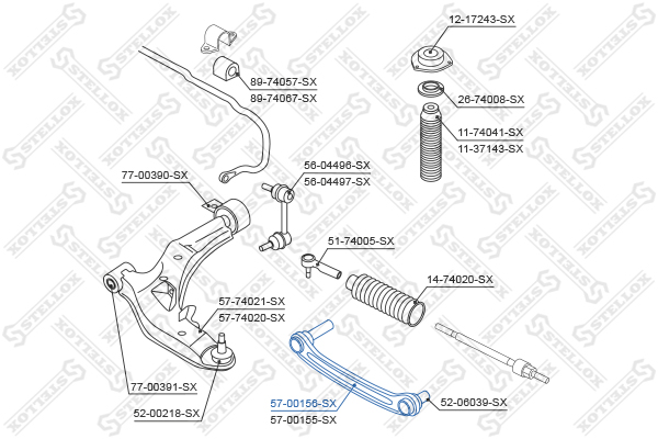 Рычаг независимой подвески колеса, подвеска колеса Stellox                57-00156-SX