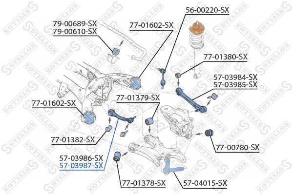 Рычаг независимой подвески колеса, подвеска колеса Stellox                57-03987-SX