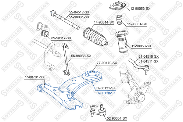 57-00120-SX_рычаг правый! Toyota RAV 4 iiiii all 00> Stellox                5700120-SX