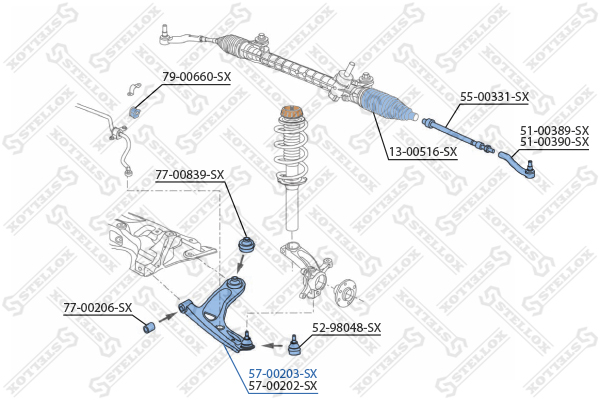 57-00203-sx_рычаг нижний левый Stellox                5700203SX