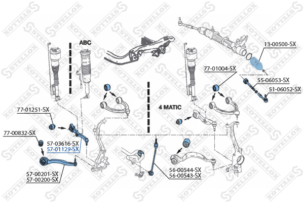 mb w221 3.5-6.03.2-4.5cdi 05> | перед прав | Stellox                5701129SX