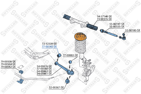 77-00145-SX_сайлентблок рычага внутр.! Peugeot 205 all 83-98 Stellox                7700145SX