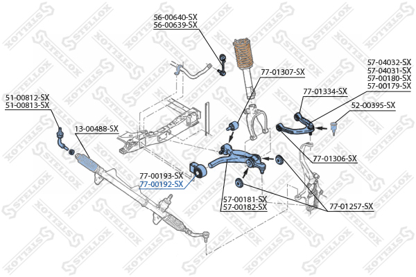 77-00192-SX_сайлентблок рычага л.! Alfa Romeo 159 Brera Spider 05> Stellox                7700192SX