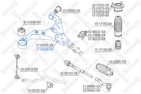 Рычаг независимой подвески колеса Stellox                57-00929-SX