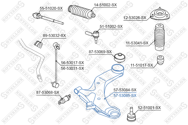 Рычаг независимой подвески колеса Stellox                57-53085-SX