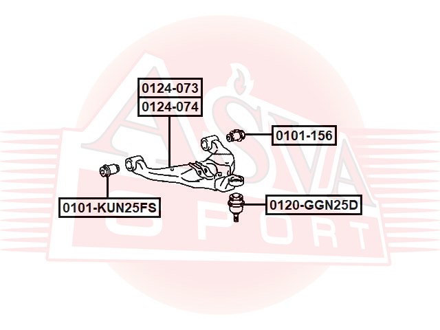 Рычаг передний нижний правый | перед прав | Asva                0124-073