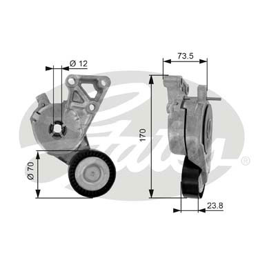 GATES T38148 Натяжной ролик, поликлиновой ремень DriveAlign®