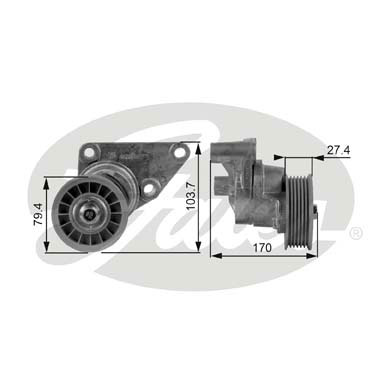 GATES T38158 Натяжной ролик, поликлиновой ремень DriveAlign®