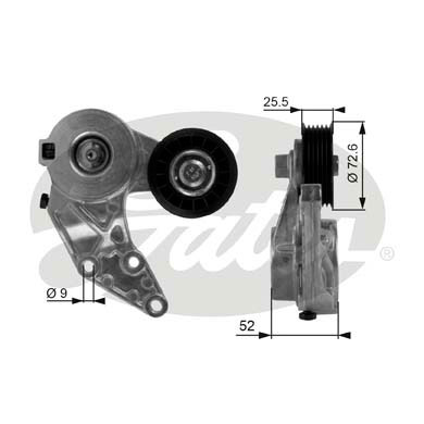 GATES T38377 Натяжной ролик, поликлиновой ремень DriveAlign®