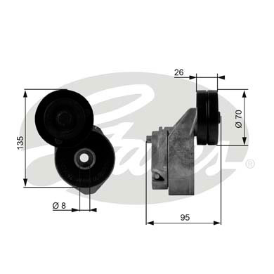 GATES T38430 Натяжной ролик, поликлиновой ремень DriveAlign®