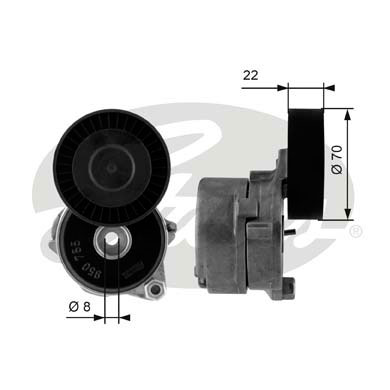 GATES T38442 Натяжной ролик, поликлиновой ремень DriveAlign®