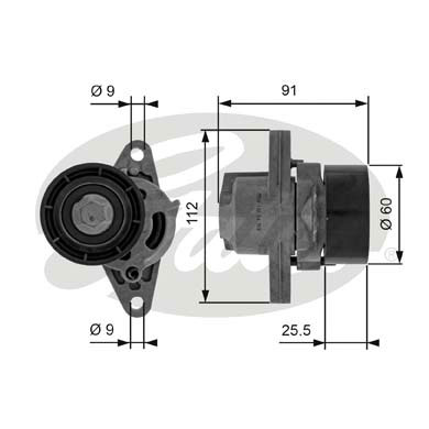 GATES T38456 Натяжной ролик, поликлиновой ремень DriveAlign®