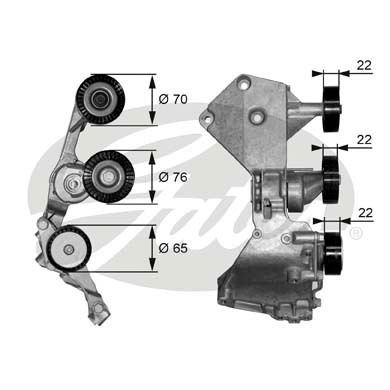 GATES T38466 Натяжной ролик, поликлиновой ремень DriveAlign®