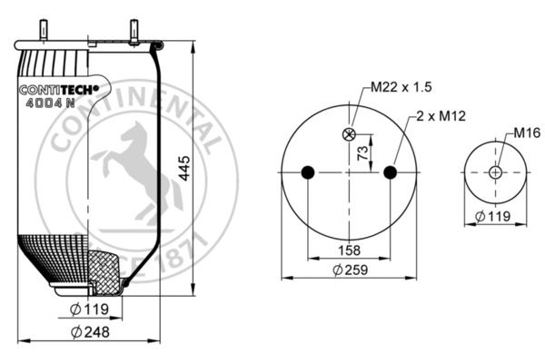 Воздушная подушка (опора пневматическая) CONTITECH AIR SPRING                4004NP02