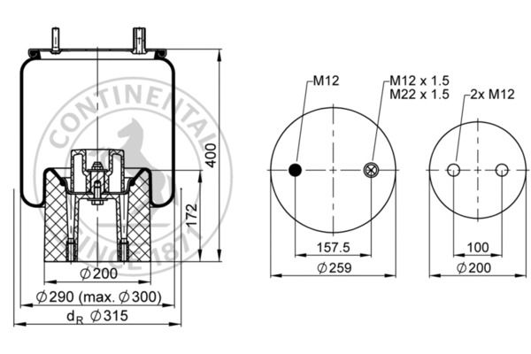 Воздушная подушка (опора пневматическая) CONTITECH AIR SPRING                4157NP05