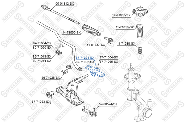 Подвеска, рычаг независимой подвески колеса Stellox                87-71021-SX