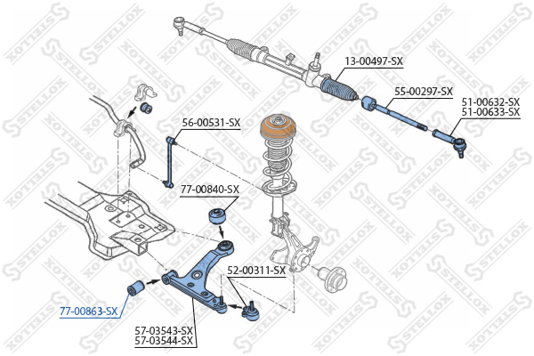 Сайлентблок рычага подвески Stellox                77-00863-SX