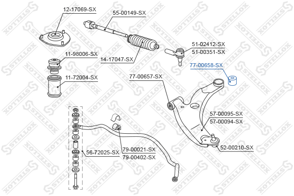 Сайлентблок рычага подвески Stellox                7700658SX