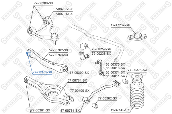 Сайлентблок рычага подвески Stellox                7700370SX