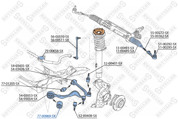 Сайлентблок пер. рычага Stellox                7700969SX