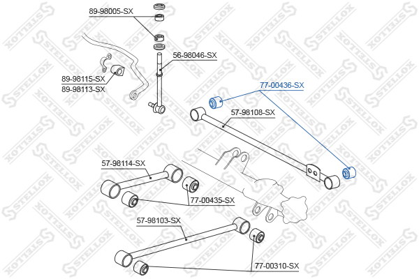 77-00436-sx_сайлентблок зад.попер.тяги Stellox                7700436SX