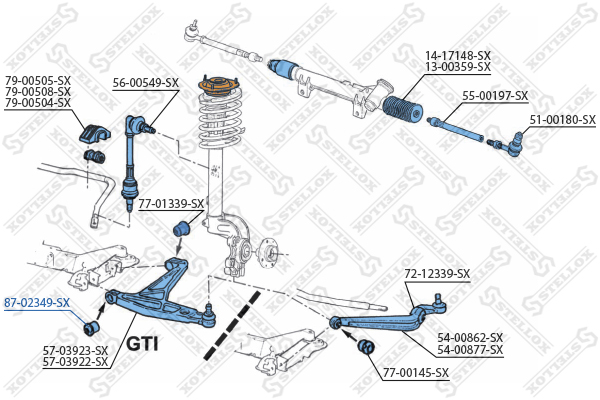 87-02349-SX_сайлентблок рычага внутр.! Peugeot 309 all 84-94 | лев | Stellox                8702349SX