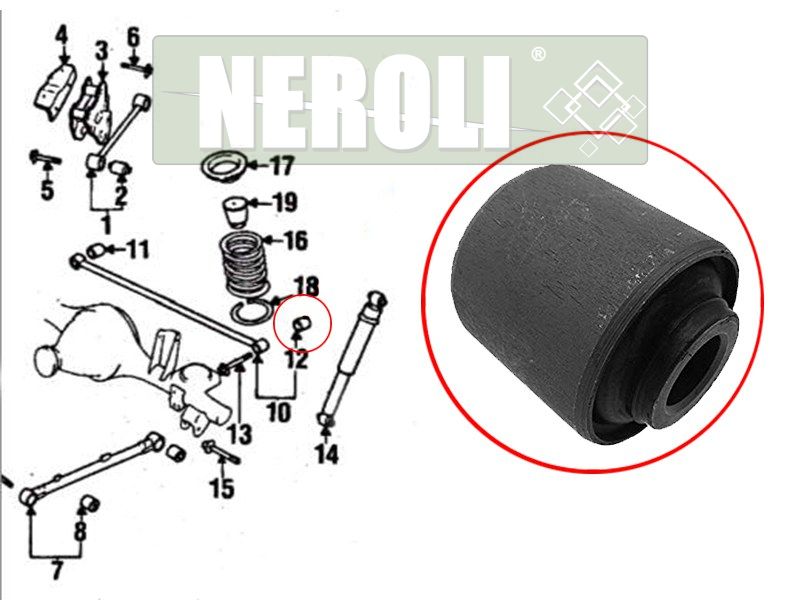 Сайлентблок задней поперечной тяги (панара) nissan terrano 95-03infiniti QX4 96-02hyundai terracan NEROLI                N1A24089