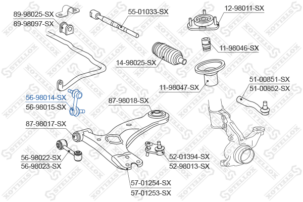 Тяга  стойка, стабилизатор Stellox                56-98014-SX