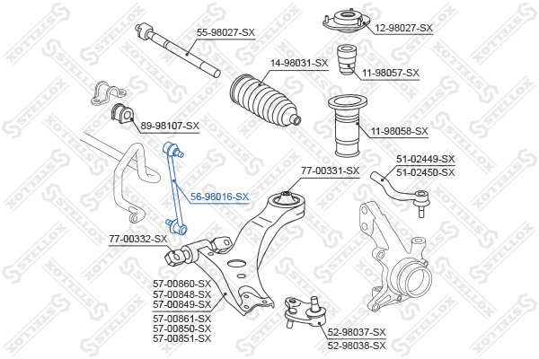 Тяга  стойка, стабилизатор Stellox                56-98016-SX