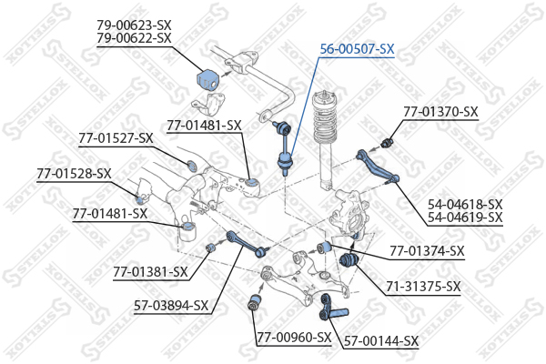 Тяга  стойка, стабилизатор Stellox                56-00507-SX