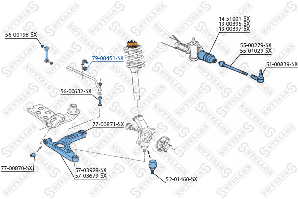 Опора, стабилизатор Stellox                79-00451-SX