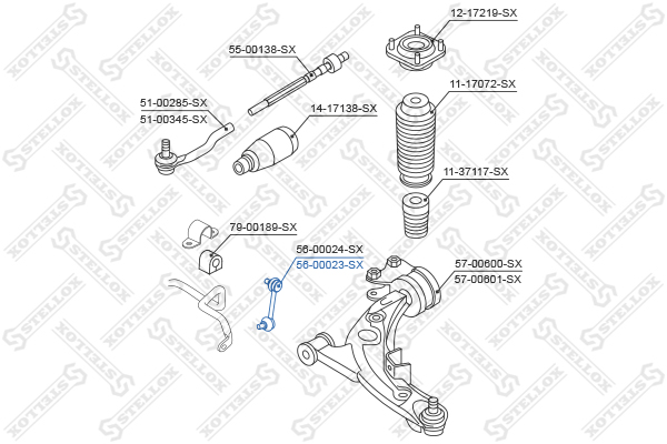 56-00023-sx_тяга стабилизатора переднего левая! MA Stellox                5600023SX