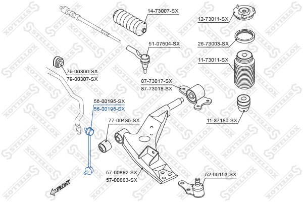 Тяга  стойка, стабилизатор Stellox                56-00196-SX