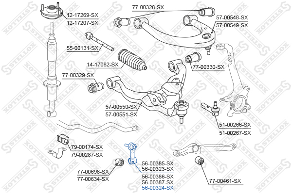 Стойка переднего стабилизатора правая Stellox                56-00324-SX