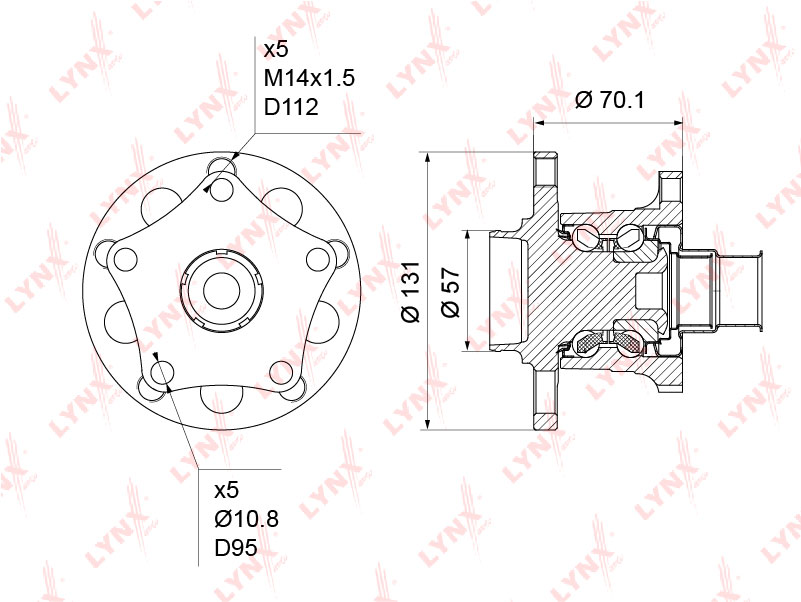 Ступица колеса | зад правлев | LYNXauto                WH-1222