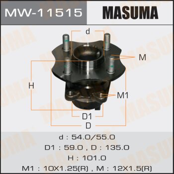 Ступичный узел Masuma mw-11515 rear yaris,ist ncp30.ncp60 | зад лев | Masuma                MW11515