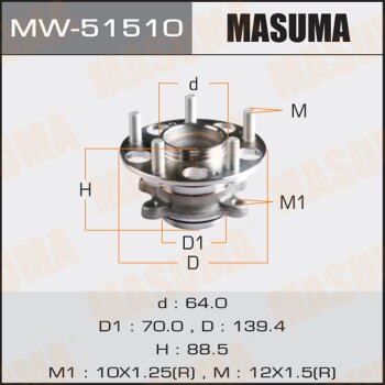 Ступичный узел masuma rear civic  fd1 FD2 06- (with abs) | зад лев | Masuma                MW-51510