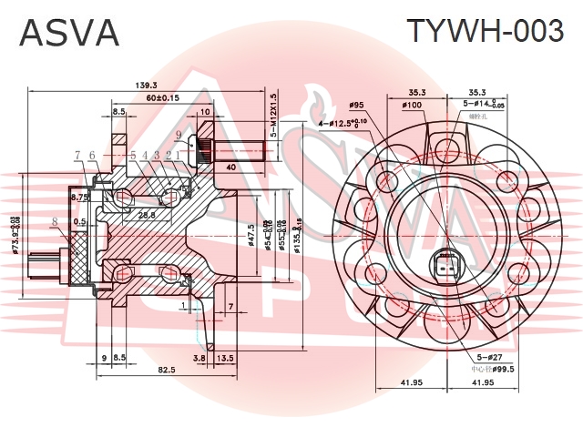 Ступица задняя Asva                TYWH-003