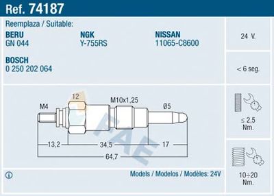 74187 FAE Свеча накаливания