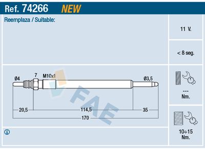 74266 FAE Свеча накаливания