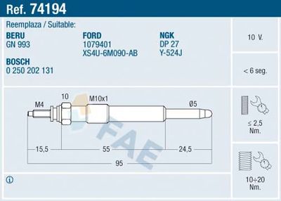 74194 FAE Свеча накаливания